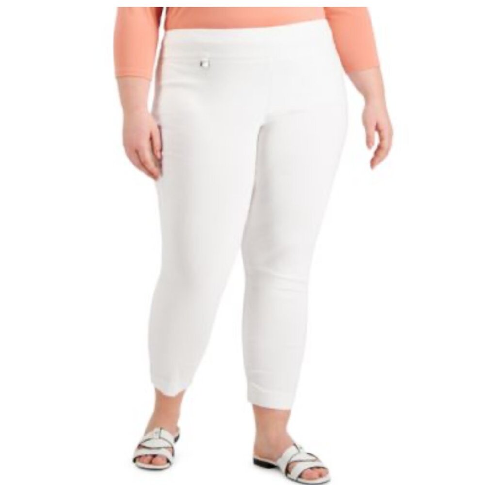 NEW Womens ALFANI Skinny Crop Pants WhiteTummy Control Plus 24WP $54.99 Stretch